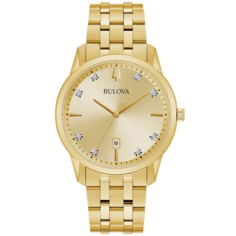 Bulova 97d123 Mens Sutton Yellow Gold Bracelet Diamond Watch Walmart