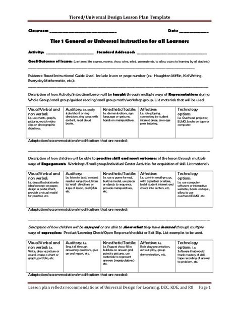 Differentiated Instruction Lesson Plan Template Pdf