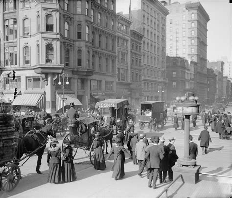 Pedestrians On 42nd Street And 5th Avenue Nyc In 1910