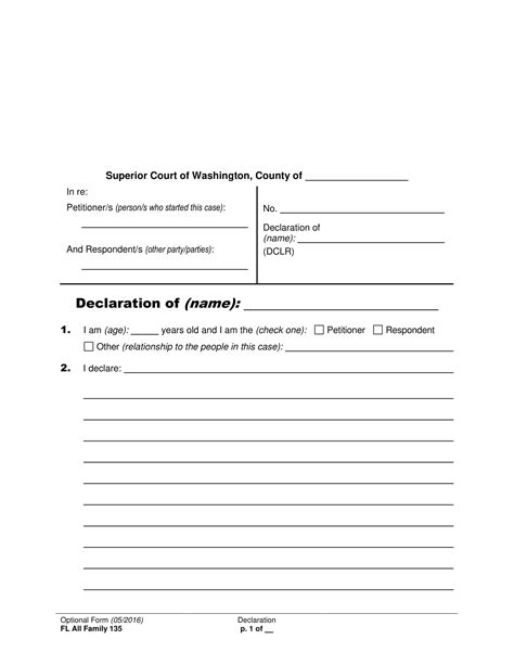 Printable Declaration Of Intent Form Washington State Printable Forms