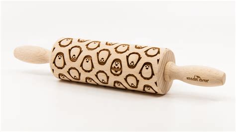 No R286 Penguins Pattern Rolling Pin Engraved Rolling Rolling Pin