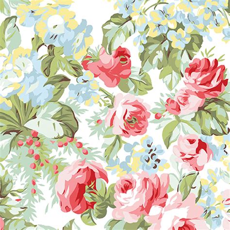 Rose Garden White Floral Fabric Benartex Simply Chic 1 Etsy
