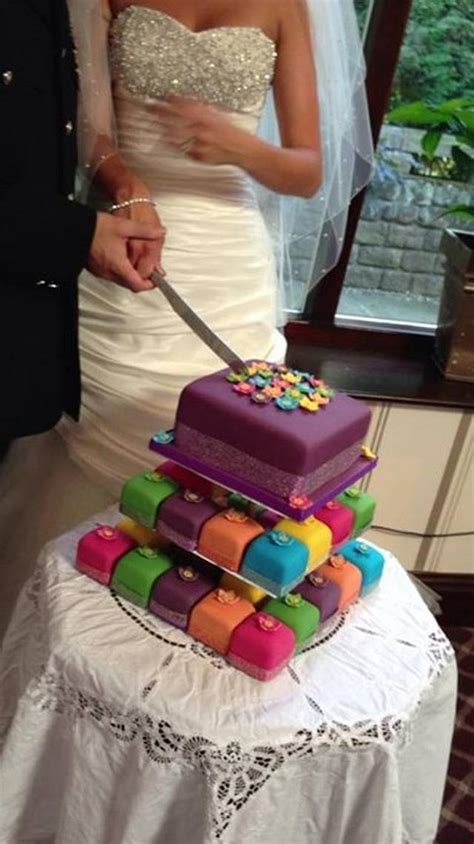 Brightly Coloured Mini Square Cakes And Matching Top Cake Cakesdecor