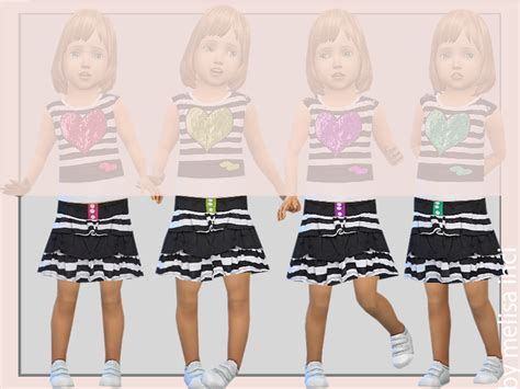 The Sims Resource Toddler Stripe Ruffle Skirt