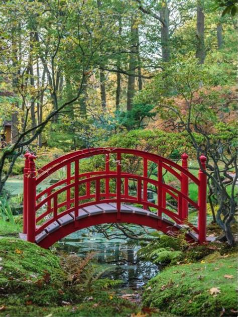 Red Japanese Bridge Stretched Canvas 4175 By Wall Art Prints Garden