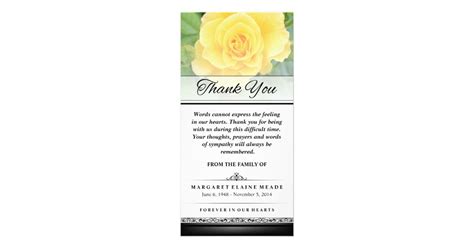 Thank You Funeral Yellow Rose Words Cannot Express Card Zazzle