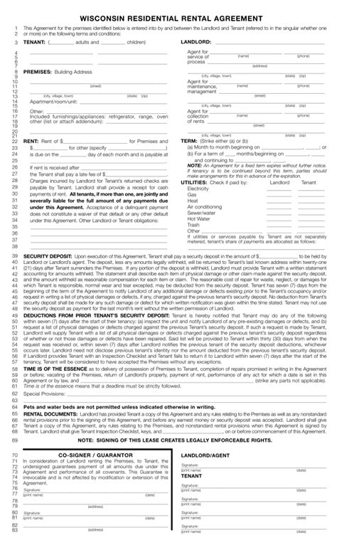 wisconsin standard residential lease agreement