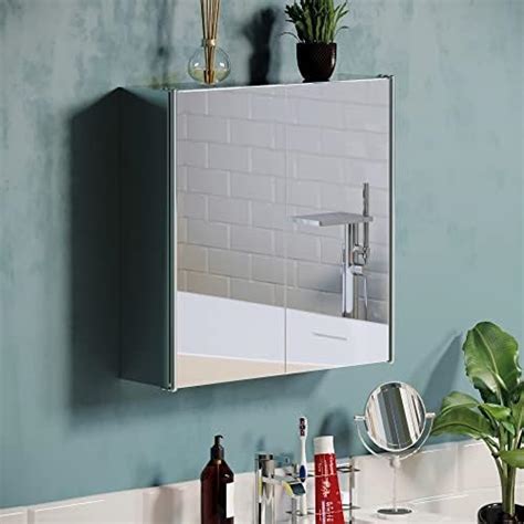 300mm Tall Stainless Steel Corner Bathroom Mirror Cabinet Modern