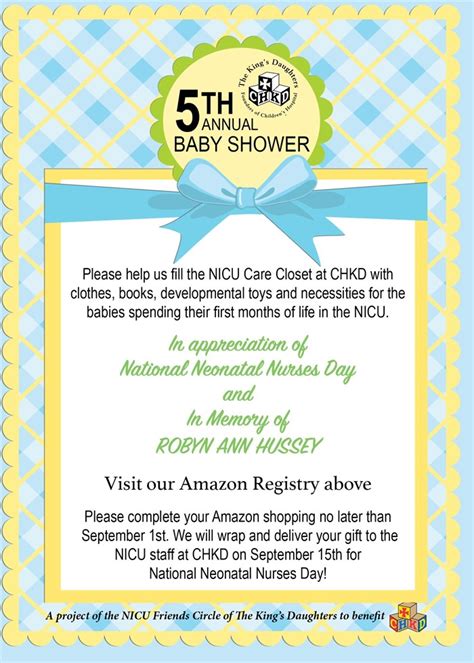 Nicu Friends Circle 5th Annual Baby Shower The Kings Daughters