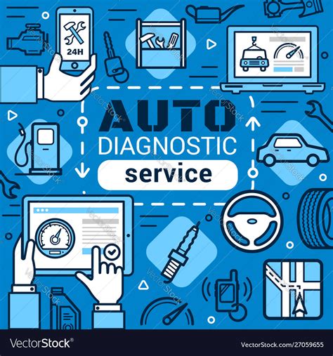 Computer Diagnostic Vehicle Car Repair Service Vector Image