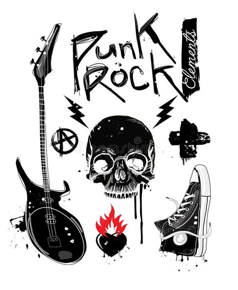 Punk Rock Elements Stock Vector Illustration Of Hair 49691986