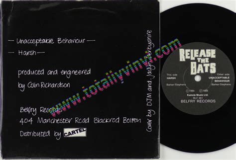 totally vinyl records release the bats unacceptable behaviour harsh 7 inch picture cover
