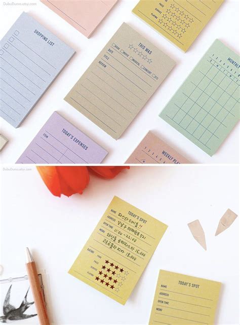 Plan Marker Sticky Notes Types Daily Checklist Colorful Etsy