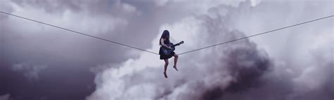 Wallpaper Sky Guitar Clouds Wire Teen Lilac Cloud Flower High