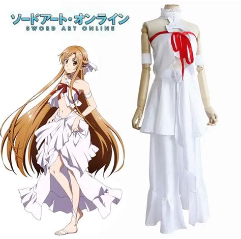 Espada De Arte Em Linha Sao Asuna Yuuki Cosplay Trajes Conjunto Completo Branco Dress Top