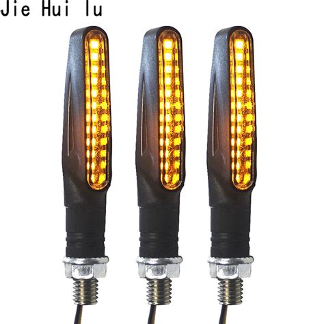 2 Pairs Motorcycle Turn Signal Light Flexible 12 LED Turn Signals