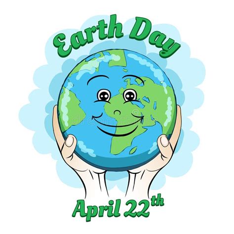 Photo About April 22 Earth Day Poster Smiling Globe In Hands Vector