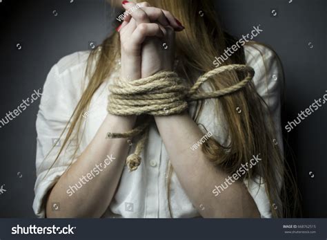 Womans Hands Tied Rope Stock Photo Shutterstock