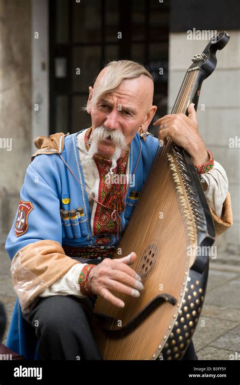 Ukrainian Cossack Musician Plays The Bandura An Ancient Ukrainian