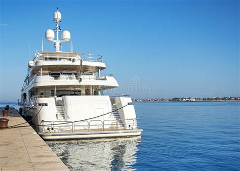The Yacht Is Parked In The Port Stock Photo Image Of Dock Motor