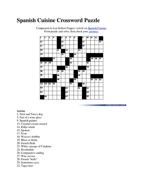 Crossword Puzzles In Spanish Printable Printable World Holiday