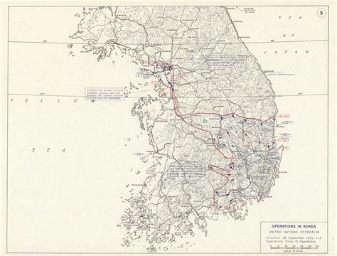 Korean War 15 26 September 1950 United Nations Offensive 1959 Old Map