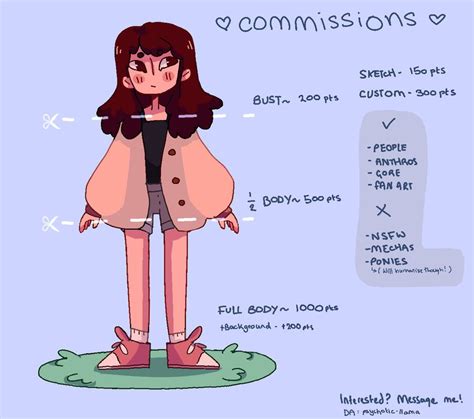 Commission Sheet By Kimchirii On Deviantart Art Pricing Drawing