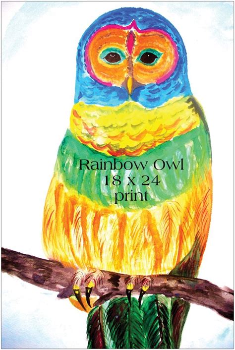 Large 18 X 24 Rainbow Owl Print On Luulla
