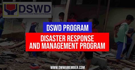 dswd disaster response and management drmb owwa member