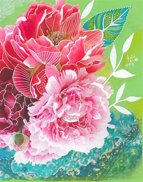 Peonies Art Print Mixed Media Painting Floral Photograph Etsy