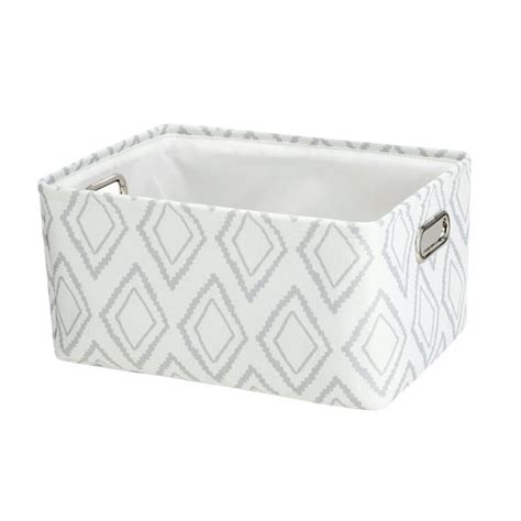 Mainstays Light Gray Diamond Canvas Storage Basket With Handles