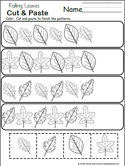 Free Pattern Worksheet For Kindergarten Fall Leaves Made By