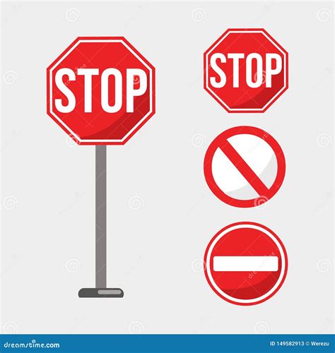 Stop Sign Vector Illustration Set Stock Vector Illustration Of Metal