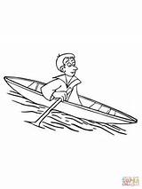 Canoe Coloring Floating Drawing Printable Rowing Paddling Supercoloring Categories sketch template