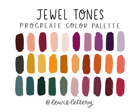 Jewel Tones Color Palette For Procreate Color Swatches Etsy Singapore