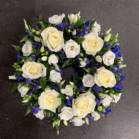 Blue And White Wreath Funeral Flowers Tribute Funeral Flowers