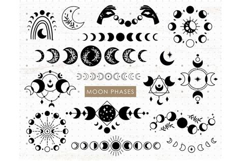 Moon Phases Svg Files Celestial Svg Png Clipart 1311831