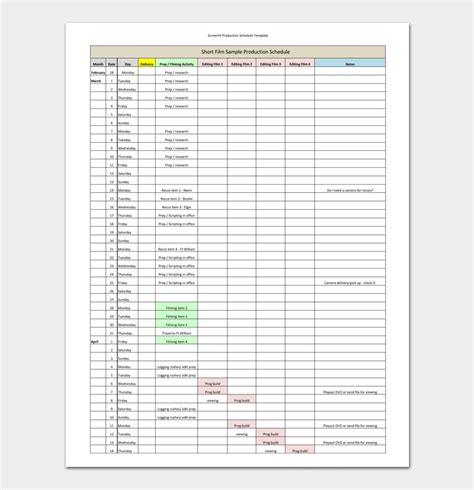 Production Timeline Template 4 For Word And Excel