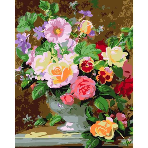 Frameless Europe Flower Diy Painting By Numbers Acrylic Paint By