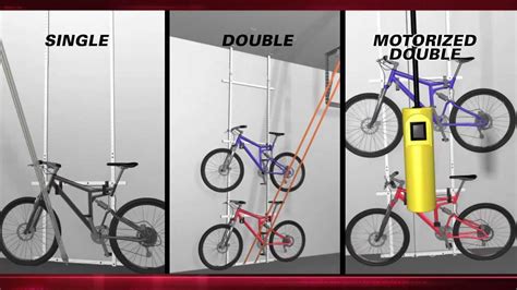 Bike lane products bicycle hoist quality garage storage bike lift with 100 lb capacity even works as ladder lift premium quality. Motorized Double Bike Lift by Power Rax - YouTube