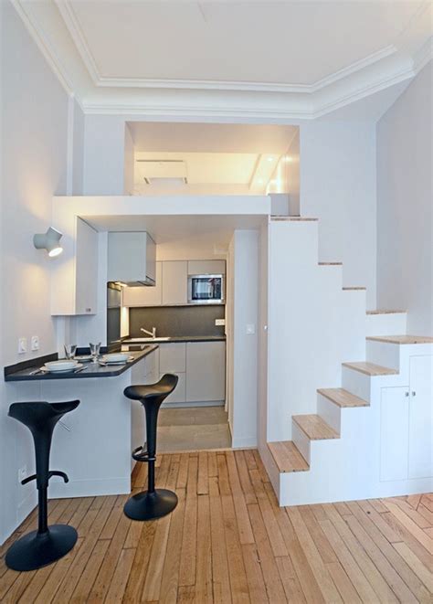 Functional Micro Studio Apartment In Paris With Sleeping Loft