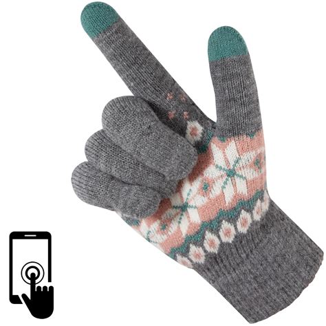 Ladies Fair Isle Gloves Womens Thermal Warm Winter Knitted Pattern