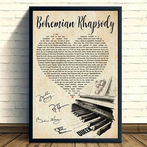 Bohemian Rhapsody Queen Poster Queen Lyrics Poster Etsy