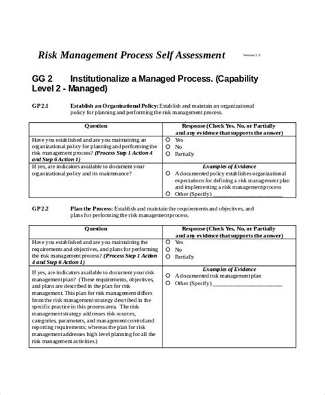 Control Self Assessment Templates Tutoreorg Master Of Documents