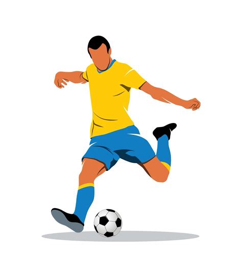 Abstract Soccer Player Quick Shooting A Ball On A White Background