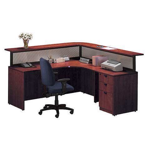 Cherry L Shaped Receptionist Desk With Left Or Right Return