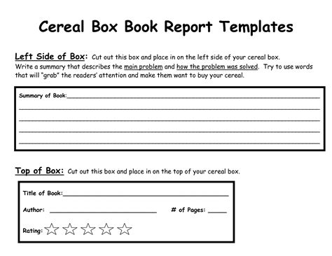 Check spelling or type a new query. cereal box book report printable | Cereal Box Book Report ...