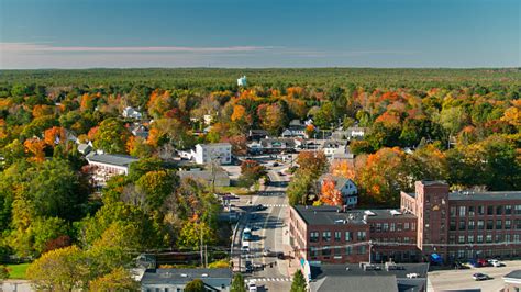 Aerial View Of Kennebunk Maine In Fall Stock Photo Download Image Now