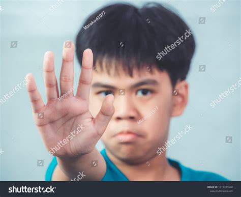 Asian Boy Doing Stop Sign Palm Stock Photo 1911931648 Shutterstock