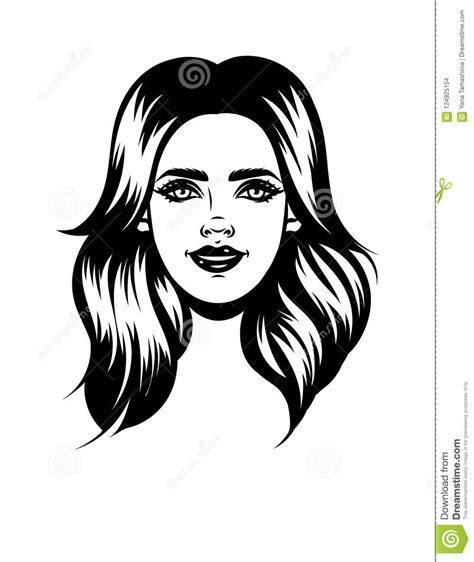 Vector Black And White Illustration Of A Beautiful Girl S